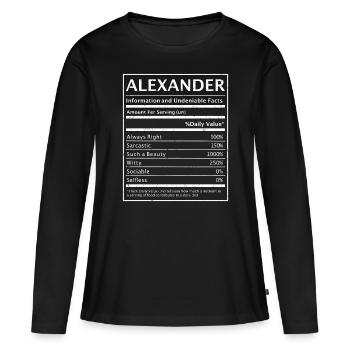 Nom Alexander Alexander Gift - T-shirt manches longues Premium bio Femme - noir - Devant - Julia (174cm)