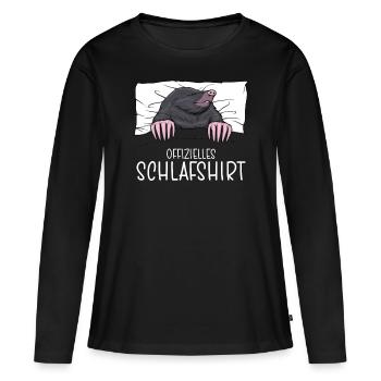 Offizielles Schlafshirt Maulwurf Schlafanzug - Frauen Premium Bio Langarmshirt - Schwarz - Vorne - Julia (174cm)