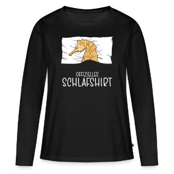 Pyjama officiel Pyjama Pyjama Hippocampe - T-shirt manches longues Premium bio Femme - noir - Devant - Julia (174cm)