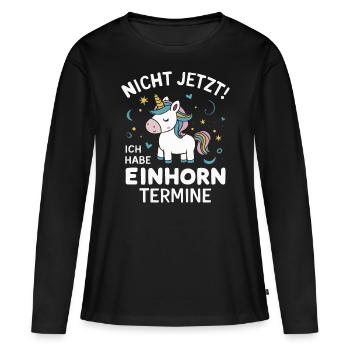 Einhorn Einhörner Fabelwesen Mystisch - Frauen Premium Bio Langarmshirt - Schwarz - Vorne - Julia (174cm)