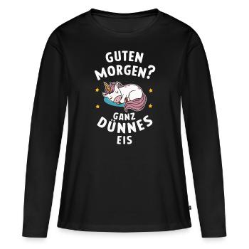 Einhorn Einhörner Fabelwesen Mystisch - Frauen Premium Bio Langarmshirt - Schwarz - Vorne - Julia (174cm)