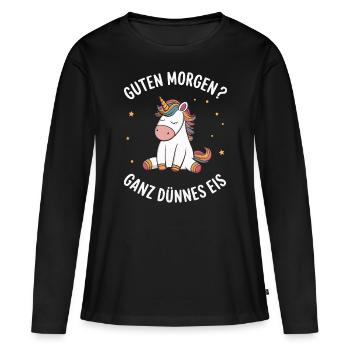 Einhorn Einhörner Fabelwesen Mystisch - Frauen Premium Bio Langarmshirt - Schwarz - Vorne - Julia (174cm)