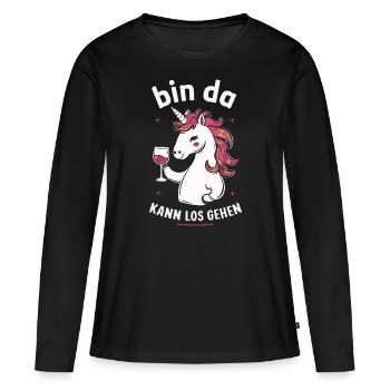 Einhorn Einhörner Fabelwesen Mystisch - Frauen Premium Bio Langarmshirt - Schwarz - Vorne - Julia (174cm)