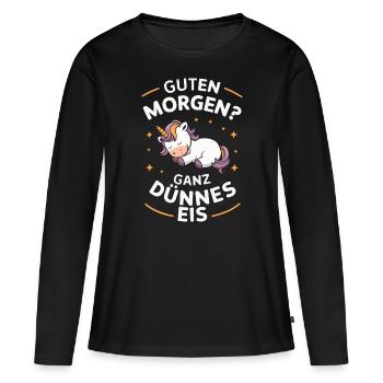 Einhorn Einhörner Fabelwesen Mystisch - Frauen Premium Bio Langarmshirt - Schwarz - Vorne - Julia (174cm)