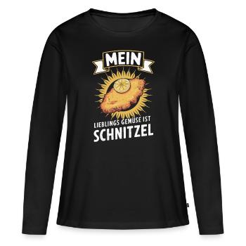 Wiener Schnitzel Plätzli Autriche Alimentation - T-shirt manches longues Premium bio Femme - noir - Devant - Julia (174cm)