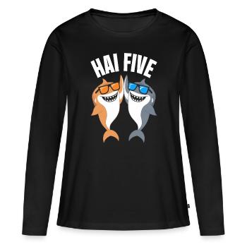 Requin Requin Requins Requin - T-shirt manches longues Premium bio Femme - noir - Devant - Julia (174cm)
