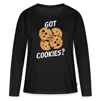 Cookies Cookie Keks Kekse Schokolade - Frauen Premium Bio Langarmshirt - Schwarz - Vorne - Julia (174cm)