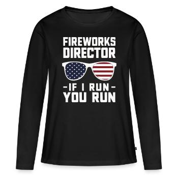 Pyrotechnie Feux d’artifice Pyrotechnie - T-shirt manches longues Premium bio Femme - noir - Devant - Julia (174cm)