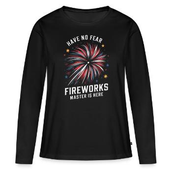Pyrotechnie Feux d’artifice Pyrotechnie - T-shirt manches longues Premium bio Femme - noir - Devant - Julia (174cm)