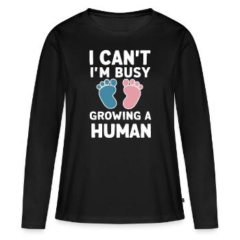 Grossesse Grossesse Accouchement - T-shirt manches longues Premium bio Femme - noir - Devant - Julia (174cm)