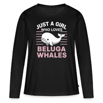 Béluga Océan Bélugas Baleines - T-shirt manches longues Premium bio Femme - noir - Devant - Julia (174cm)
