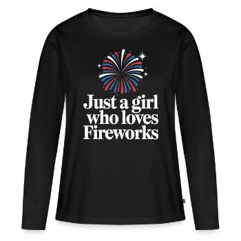 Pyrotechnie Feux d’artifice Pyrotechnie - T-shirt manches longues Premium bio Femme - noir - Devant - Julia (174cm)