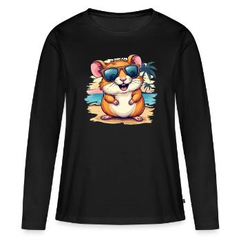 Mouse on the beach, colorful digital art - Women's Premium Organic Long Sleeve Shirt - black - Front - Julia (174cm)