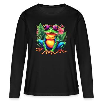 Frog, Digital Art, Colorful Frog - Women's Premium Organic Long Sleeve Shirt - black - Front - Julia (174cm)