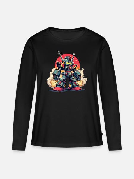 Roboter, Digitale Kunst - Frauen Premium Bio Langarmshirt - Schwarz