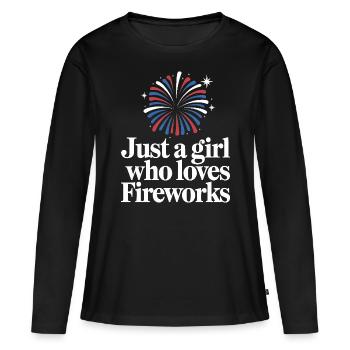 Pyrotechnie Feux d’artifice Pyrotechnie - T-shirt manches longues Premium bio Femme - noir - Devant - Julia (174cm)