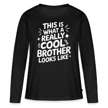 Frère Grand Frère Frère Famille - T-shirt manches longues Premium bio Femme - noir - Devant - Julia (174cm)