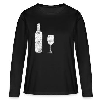 Wein - Frauen Premium Bio Langarmshirt - Schwarz - Vorne - Julia (174cm)