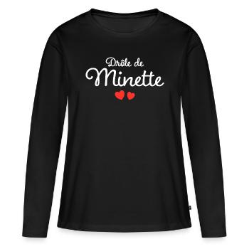 Drôle De Minette Humour Surnom Affectueux Femme - T-shirt manches longues Premium bio Femme - noir - Devant - Julia (174cm)