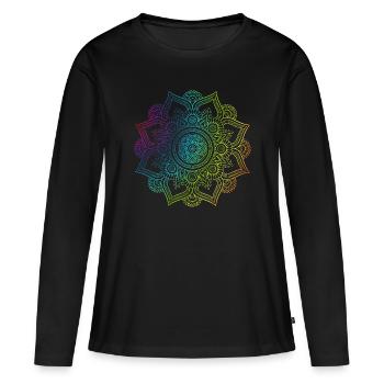 Mandala - Frauen Premium Bio Langarmshirt - Schwarz - Vorne - Julia (174cm)