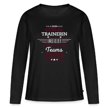 Ungeheuer fantastisches Team Trainerin Shirt - Frauen Premium Bio Langarmshirt - Schwarz - Vorne - Julia (174cm)