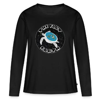 terre plate - T-shirt manches longues Premium bio Femme - noir - Devant - Julia (174cm)