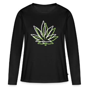 kush weed cannabis leaf symbol hemp - Women's Premium Organic Long Sleeve Shirt - black - Front - Julia (174cm)