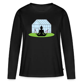 Gärtnern ist mein Yoga Frau mit Schaufel Schere - Frauen Premium Bio Langarmshirt - Schwarz - Vorne - Julia (174cm)