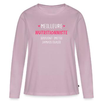 Meilleure NUTRITIONNISTE imitée jamais égalée - T-shirt manches longues Premium bio Femme - rose poudré - Devant - Julia (174cm)