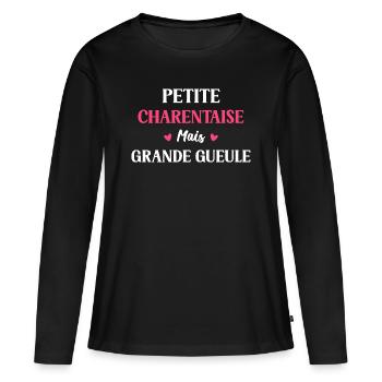 Petite charentaise mais grande gueule - T-shirt manches longues Premium bio Femme - noir - Devant - Julia (174cm)