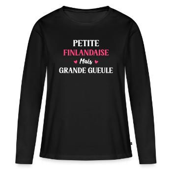 Petite Finlandaise mais grande gueule - T-shirt manches longues Premium bio Femme - noir - Devant - Julia (174cm)