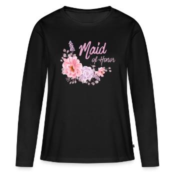 Flower Brautjungfer Maid of Honor - Frauen Premium Bio Langarmshirt - Schwarz - Vorne - Julia (174cm)