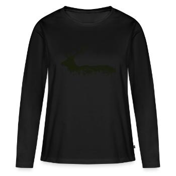Deer Silhouette - Hunting - Preserving Nature - Women's Premium Organic Long Sleeve Shirt - black - Front - Julia (174cm)