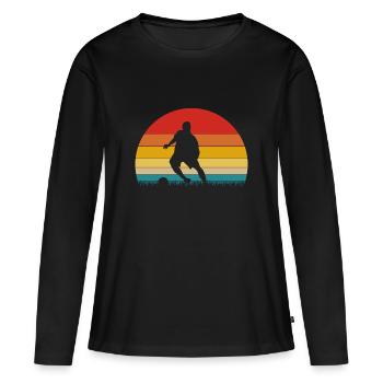 Joueur de football cadeau de silhouette de style rétro - T-shirt manches longues Premium bio Femme - noir - Devant - Julia (174cm)