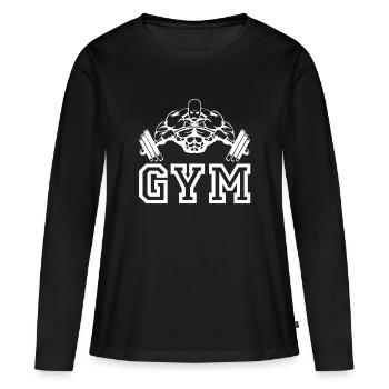Cadeau Gym Beast - T-shirt manches longues Premium bio Femme - noir - Devant - Julia (174cm)