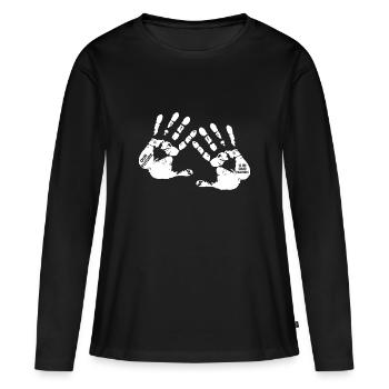 Empreinte de la main Symbole Cadeau - T-shirt manches longues Premium bio Femme - noir - Devant - Julia (174cm)
