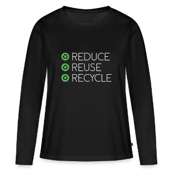 Recycle réduit environnement planète Terre cadeau - T-shirt manches longues Premium bio Femme - noir - Devant - Julia (174cm)