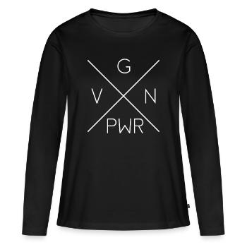 Vegan Power Cadeau végétalien sans viande - T-shirt manches longues Premium bio Femme - noir - Devant - Julia (174cm)
