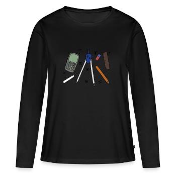 Prof de maths - T-shirt manches longues Premium bio Femme - noir - Devant - Julia (174cm)
