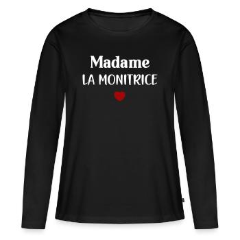 Madame la monitrice - T-shirt manches longues Premium bio Femme - noir - Devant - Julia (174cm)
