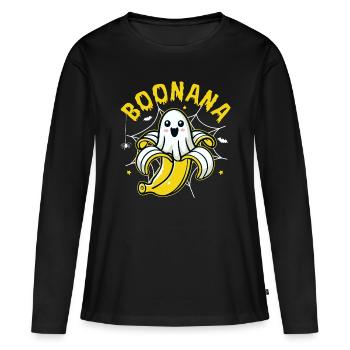 Halloween Boonana Niedliches Gespenst In Banane - Frauen Premium Bio Langarmshirt - Schwarz - Vorne - Julia (174cm)