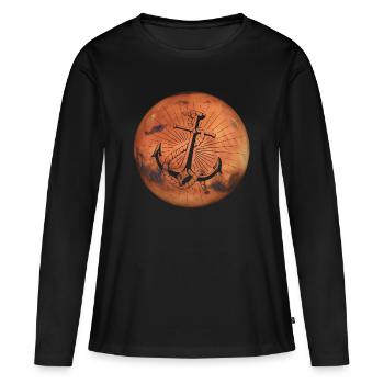 Crazy Mars - Ancre - T-shirt manches longues Premium bio Femme - noir - Devant - Julia (174cm)