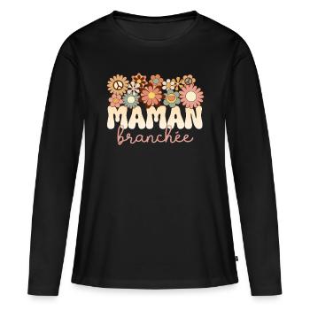 Mère Merveilleuse Maman Formidable Maman Branchée - T-shirt manches longues Premium bio Femme - noir - Devant - Julia (174cm)