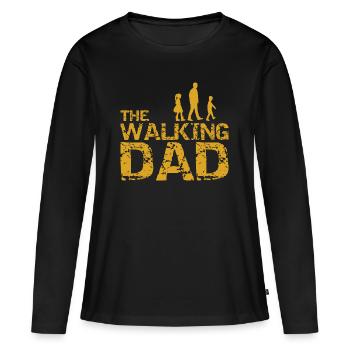 Le papa qui marche - T-shirt manches longues Premium bio Femme - noir - Devant - Julia (174cm)