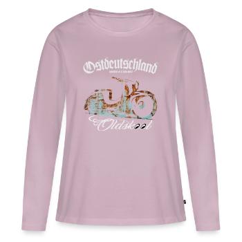 Simson Schwalbe - Ostdeutschland Oldskool - Frauen Premium Bio Langarmshirt - Altrosa - Vorne - Julia (174cm)