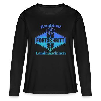DDR FORTSCHRITT - Landmaschinen Ostalgie - Frauen Premium Bio Langarmshirt - Schwarz - Vorne - Julia (174cm)