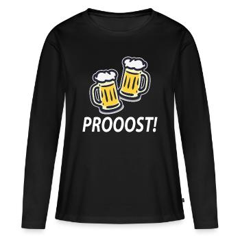 Prost Bier - Frauen Premium Bio Langarmshirt - Schwarz - Vorne - Julia (174cm)
