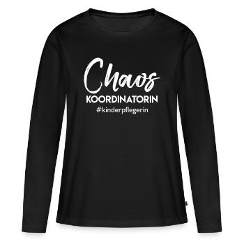 Kinderpflegerin - Chaos Koordinatorin - Frauen Premium Bio Langarmshirt - Schwarz - Vorne - Julia (174cm)