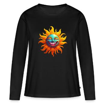 Drôle de soleil - T-shirt manches longues Premium bio Femme - noir - Devant - Julia (174cm)