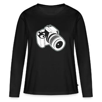 Kamera Fotograf Fotografie fotografieren Foto Bild - Frauen Premium Bio Langarmshirt - Schwarz - Vorne - Julia (174cm)